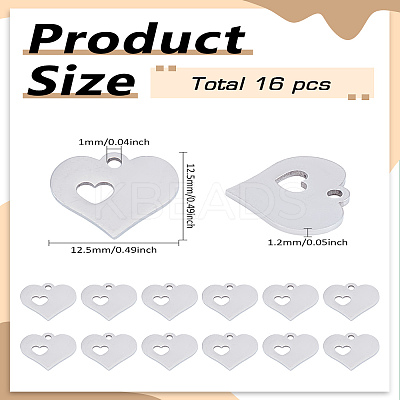 16Pcs 304 Stainless Steel Charms STAS-LP0003-07-1