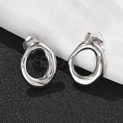 304 Stainless Steel Chunky Oval Studs Earrings for Women EJEW-K306-28P-1