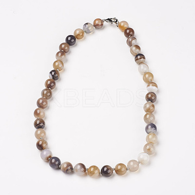 Natural Dyed Agate Beads Necklaces NJEW-F139-12mm-15-1