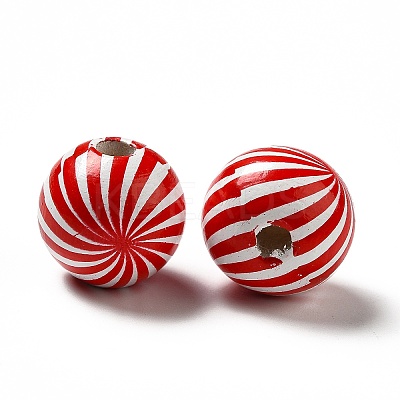 Christmas Theme Printed Natural Wooden Beads WOOD-L020-A03-1