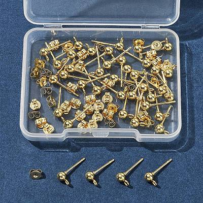 40Pcs 304 Stainless Steel Ball Post Stud Earring Findings STAS-FS0001-76G-1