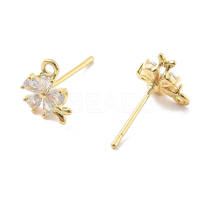 Brass Clear Cubic Zirconia Stud Earring Findings LS-KK-A238-01B-G-1