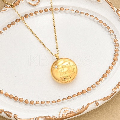 304 Stainless Steel Clear Cubic Zirconia Constellation Pendant Necklaces NJEW-R021-02G-05-1