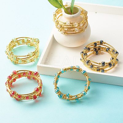 Bling Glass Beaded Wrap Bracelet BJEW-JB07746-1