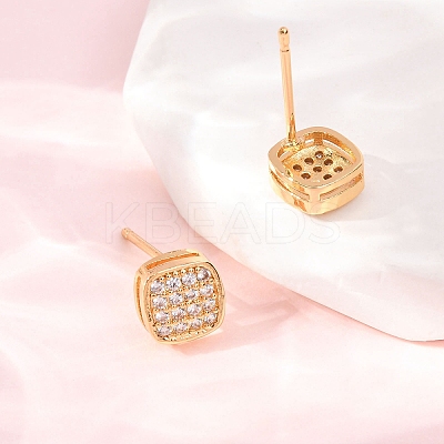 Brass Micro Pave Cubic Zirconia Stud Earrings EJEW-F418-01G-01-1