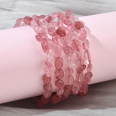 Natural Strawberry Quartz Beads Stretch Bracelets for Women BJEW-Z158-02D-02-1