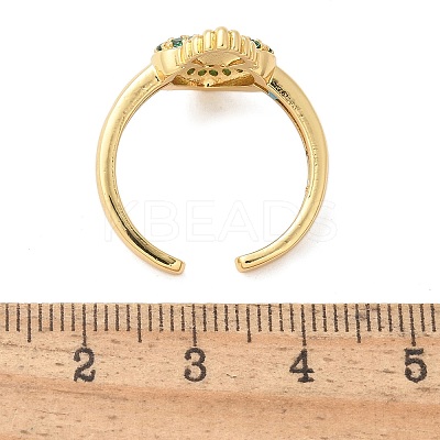 Sacred Heart Brass Micro Pave Cubic Zirconia Cuff Rings for Women RJEW-B117-01G-1