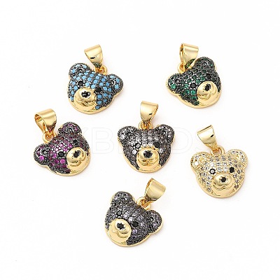 Rack Plating Brass Micro Pave Cubic Zirconia Charms KK-G456-23G-1