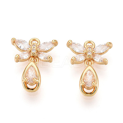 Brass Micro Pave Clear Cubic Zirconia Pendants KK-T078-05G-01-1