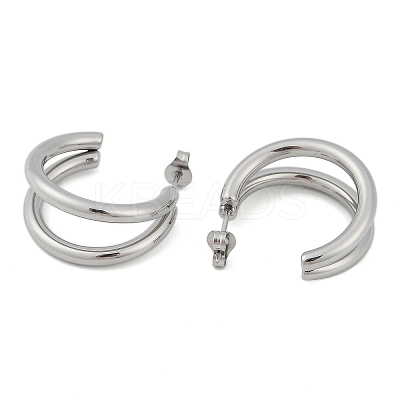 Non-Tarnish Moon 304 Stainless Steel Stud Earrings for Women EJEW-Z060-02P-1