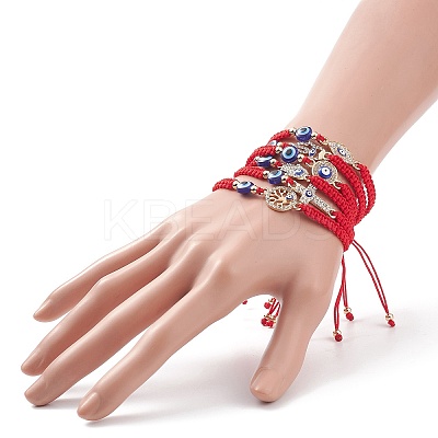 6Pcs 6 Style Resin Evil Eye Braided Bead Bracelets Set BJEW-JB08808-1
