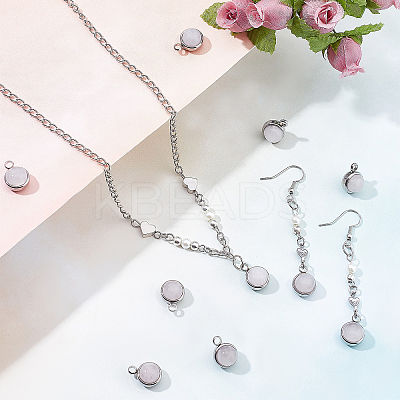 10Pcs Natural Rose Quartz Charms G-DC0001-02-1
