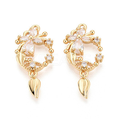 Brass Pave Clear Cubic Zirconia Pendants KK-T077-54G-1