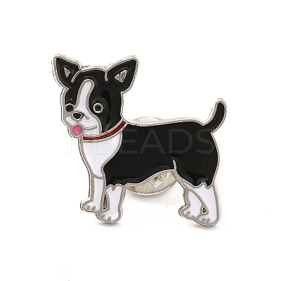 Dog Enamel Pin with Brass Butterfly Clutches JEWB-A006-01D-1