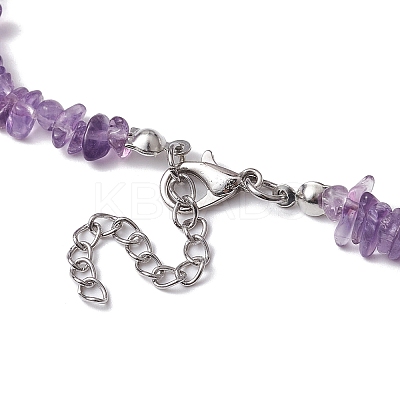 Natural Amethyst Chip Beaded Necklace NJEW-JN04615-06-1