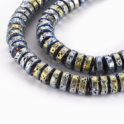 Electroplated Natural Lava Rock Beads Strands G-T114-69H-1