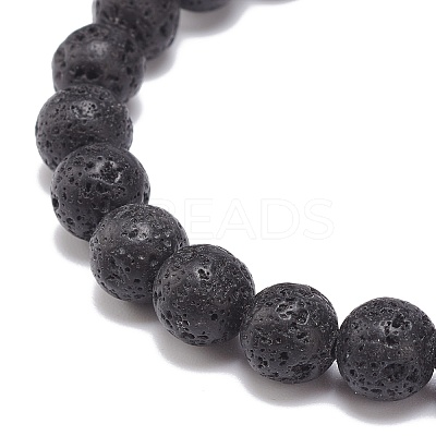Natural Lava Rock & Synthetic Hematite & Acrylic Beaded Stretch Bracelet BJEW-JB08553-01-1