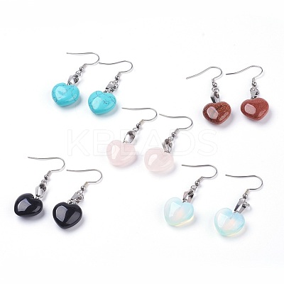 Natural & Synthetic Mixed Gemstone Dangle Earrings EJEW-JE02730-1