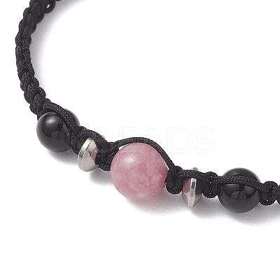 Round Natural Mixed Gemstome Bead Braided Bracelets for Women BJEW-JB13332-1