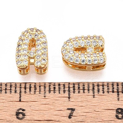 Brass Micro Pave Clear Cubic Zirconia Beads KK-T071-17G-1