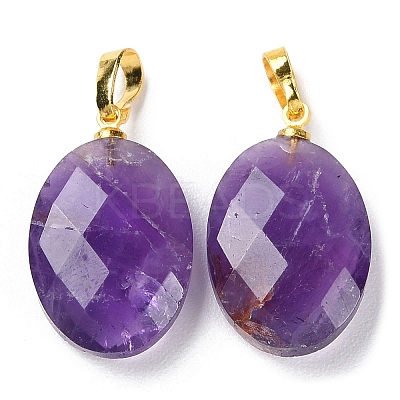 Natural Amethyst Pendants G-E603-03G-02-1