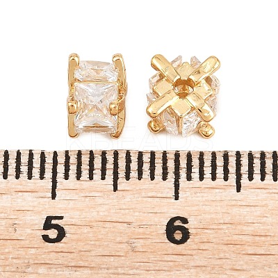 Brass Clear Cubic Zirconia Beads KK-B186-21A-G-1
