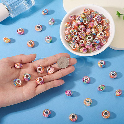 100Pcs Resin with Polymer Clay Inside European Beads RPDL-TA0001-08-1