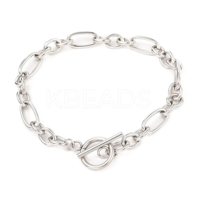 Tarnish Resistant Unisex 304 Stainless Steel Figaro Chain Bracelets LS-BJEW-H541-06A-P-1