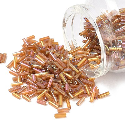 AB Color Plated Glass Bugle Beads X-SEED-R012-162C-1