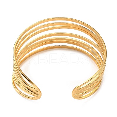 304 Stainless Steel Multi Line Cuff Bangles LS-BJEW-F457-05G-1