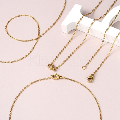 Ion Plating(IP) 5Pcs 304 Stainless Steel Cable Chain Necklaces Set for Men Women MAK-YW0002-02P-1