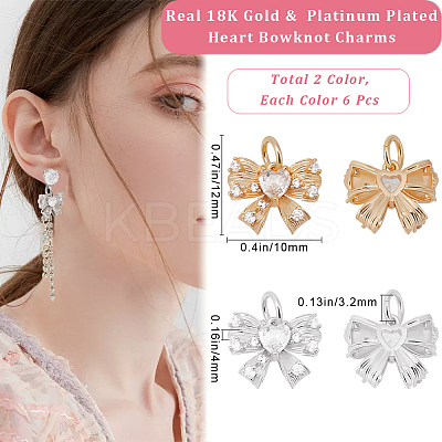 12Pcs 2 Colors Brass with Glass Rhinestone Charms KK-BBC0013-92-1