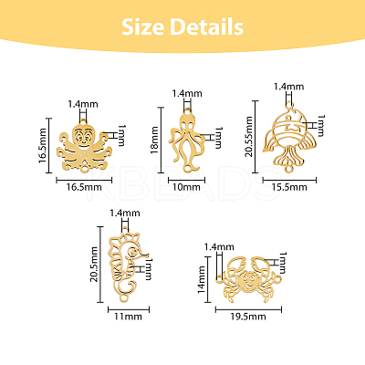 20Pcs 10 Styles 201 Stainless Steel Connector Charms STAS-DC0013-91-1