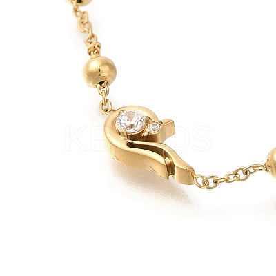304 Stainless Steel with Cubic Zirconia Link Bracelets STAS-Z103-02G-01-1