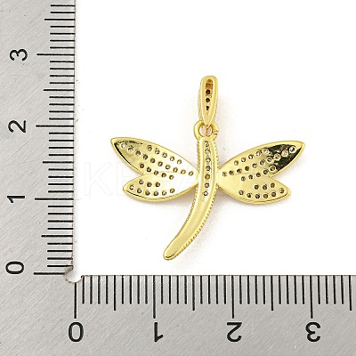 Dragonfly Rack Plating Brass Micro Pave Clear Cubic Zirconia Pendants KK-Z053-12G-1