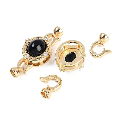 Brass Micro Pave Clear Cubic Zirconia Fold Over Clasps KK-U043-55G-1