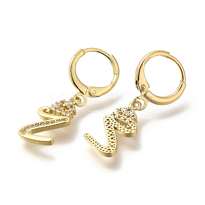 Brass Clear Cubic Zirconia Hoop Earrings EJEW-M045-01Z-1