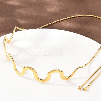 304 Stainless Steel Wavy Line Choker Slider Necklaces NJEW-Z106-01G-1