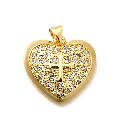 Rack Plating Brass Micro Pave Cubic Zirconia Pendants KK-L226-001G-03-1
