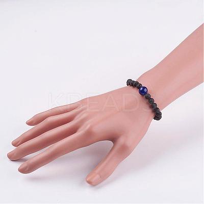 Natural Lava Rock Beaded Stretch Bracelets BJEW-JB02906-1