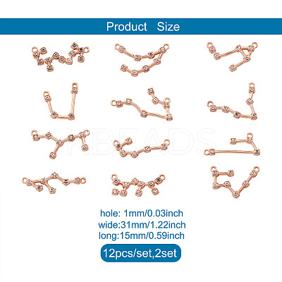 2 Sets Zinc Alloy with Glass Rhinestone Jewelry Pendant Accessories FIND-FW0001-07-1