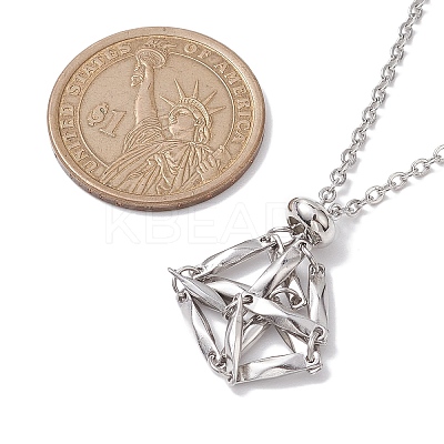 Crystal Stone Cage Pendant Necklaces NJEW-JN04758-01-1