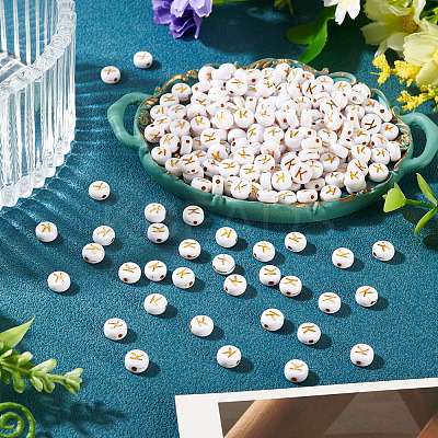 500Pcs Plating Acrylic Beads PACR-TADJ0001-01K-1
