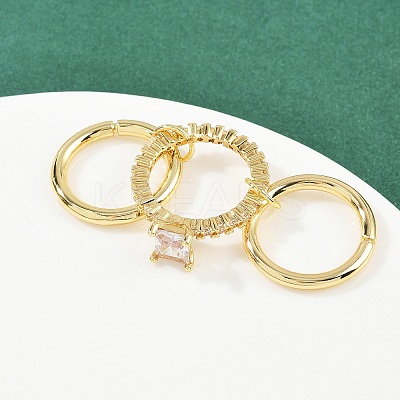 Brass Micro Pave Cubic Zirconia Plain Band Finger Rings for Women RJEW-P160-01E-G-1