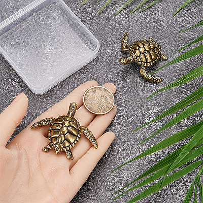 2Pcs Brass Turtle Display Decorations AJEW-SP0004-98-1