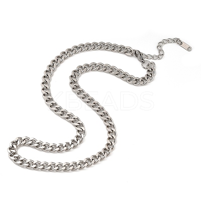 304 Stainless Steel Cuban Link Chain Necklaces for Women Men NJEW-G161-02P-1