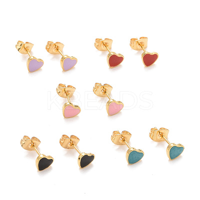 304 Stainless Steel Enamel Stud Earrings EJEW-B009-12G-1