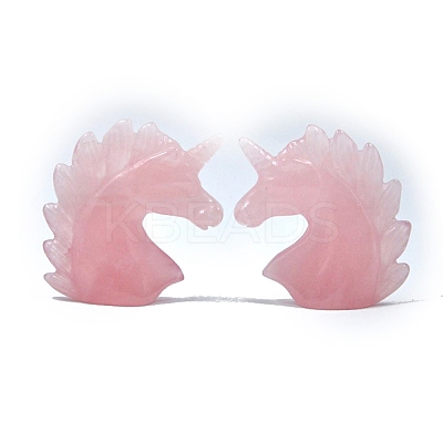 Natural Rose Quartz Carved Healing Unicorn Figurines PW-WG79758-01-1