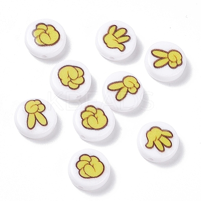 Opaque Printed Acrylic Beads SACR-F004-01B-1