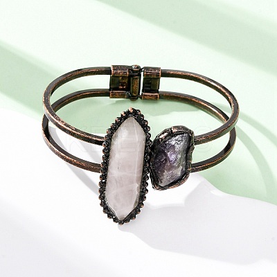 Natural Rose Quartz & Amethyst Beads Bangeles G-B150-05R-06-1